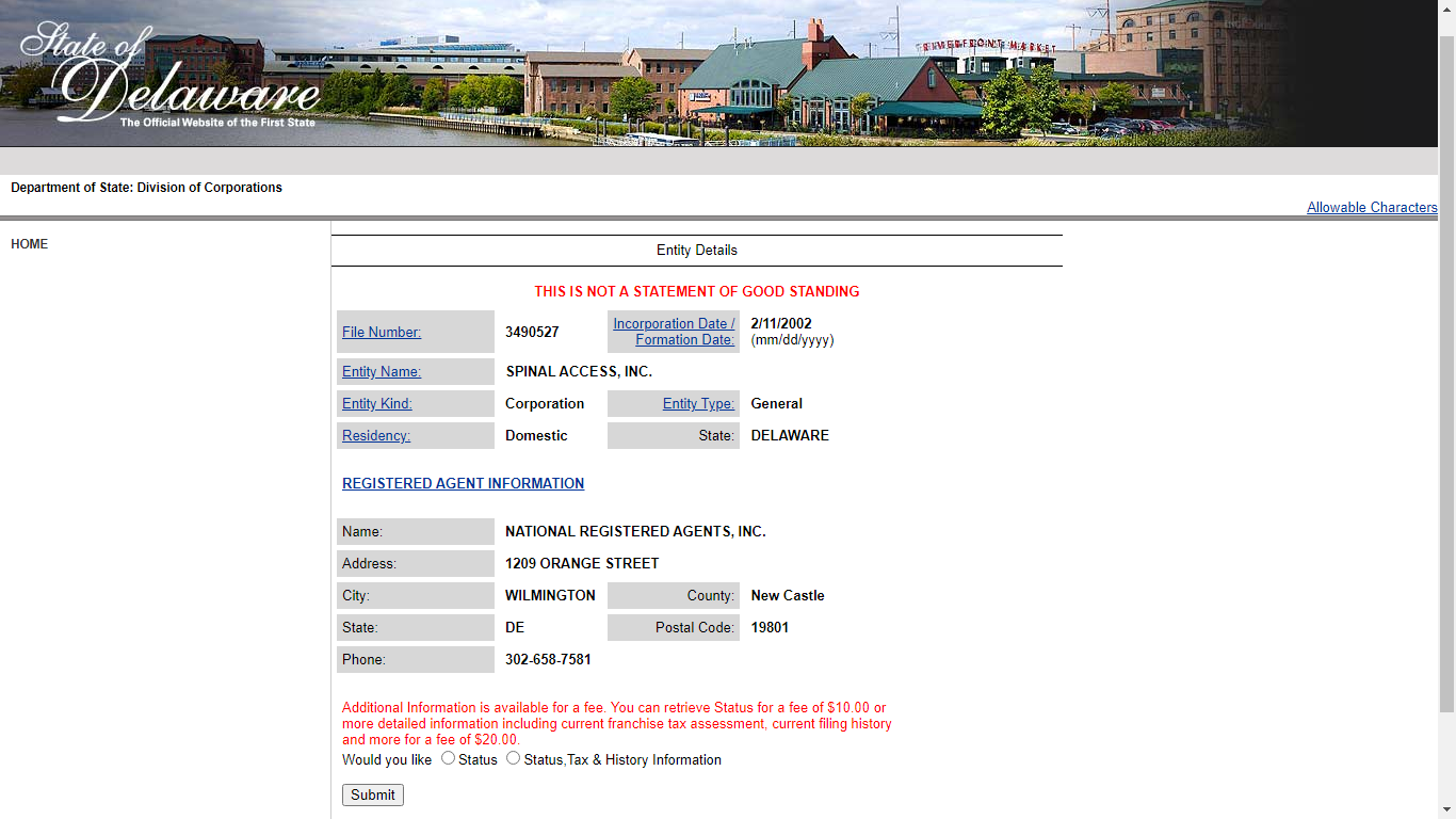 Delaware Business Search Step 3